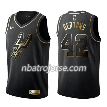 Män San Antonio Spurs Tröja Davis Bertans 42 Nike Svart Guld Edition Swingman